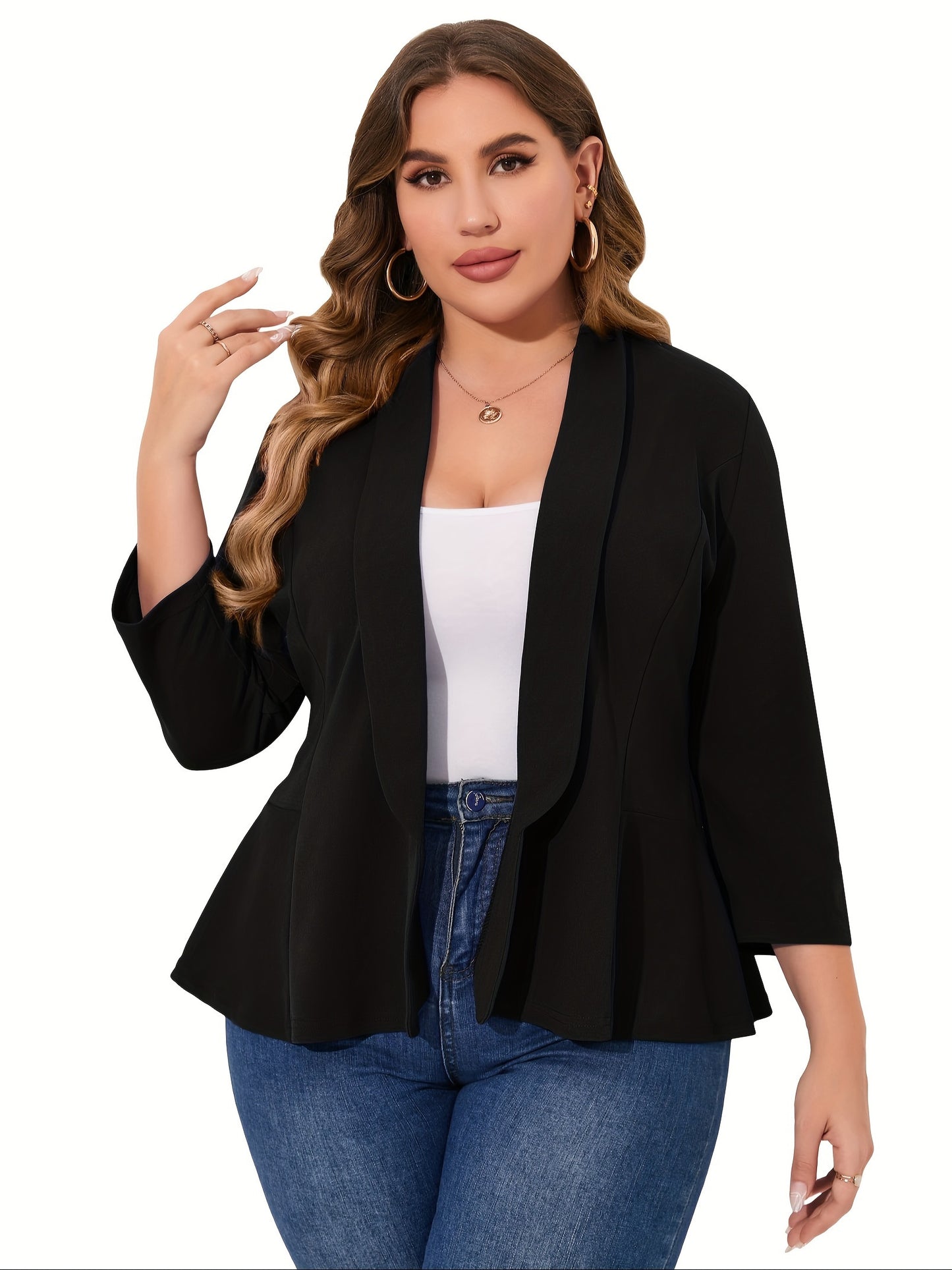 Plus Size Cardigan Blazer – Open Front
