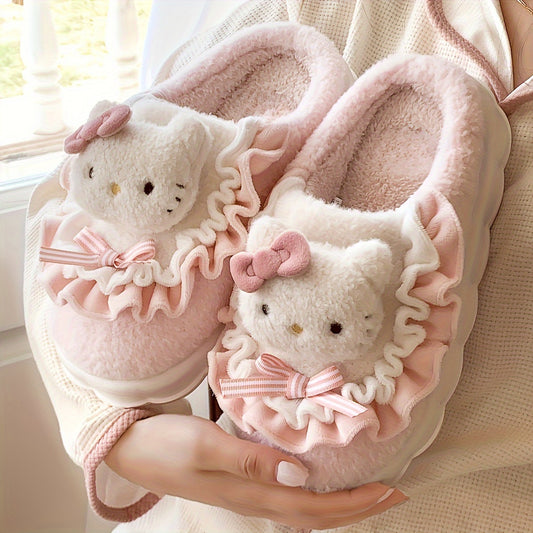 Hello Kitty & Melody Plush Kawaii Cozy Slippers
