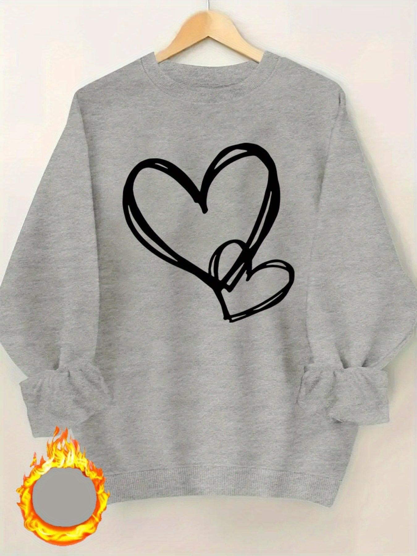 Amelia Plus Size Heart Print Sweatshirt