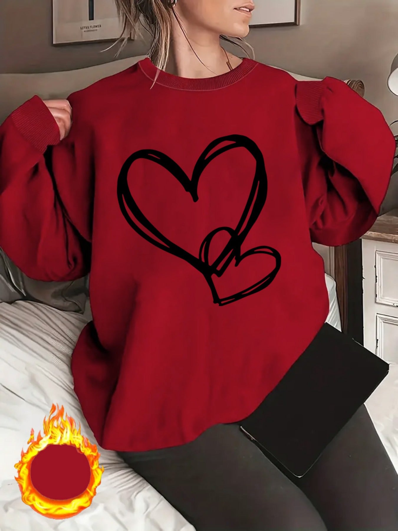 Amelia Plus Size Heart Print Sweatshirt