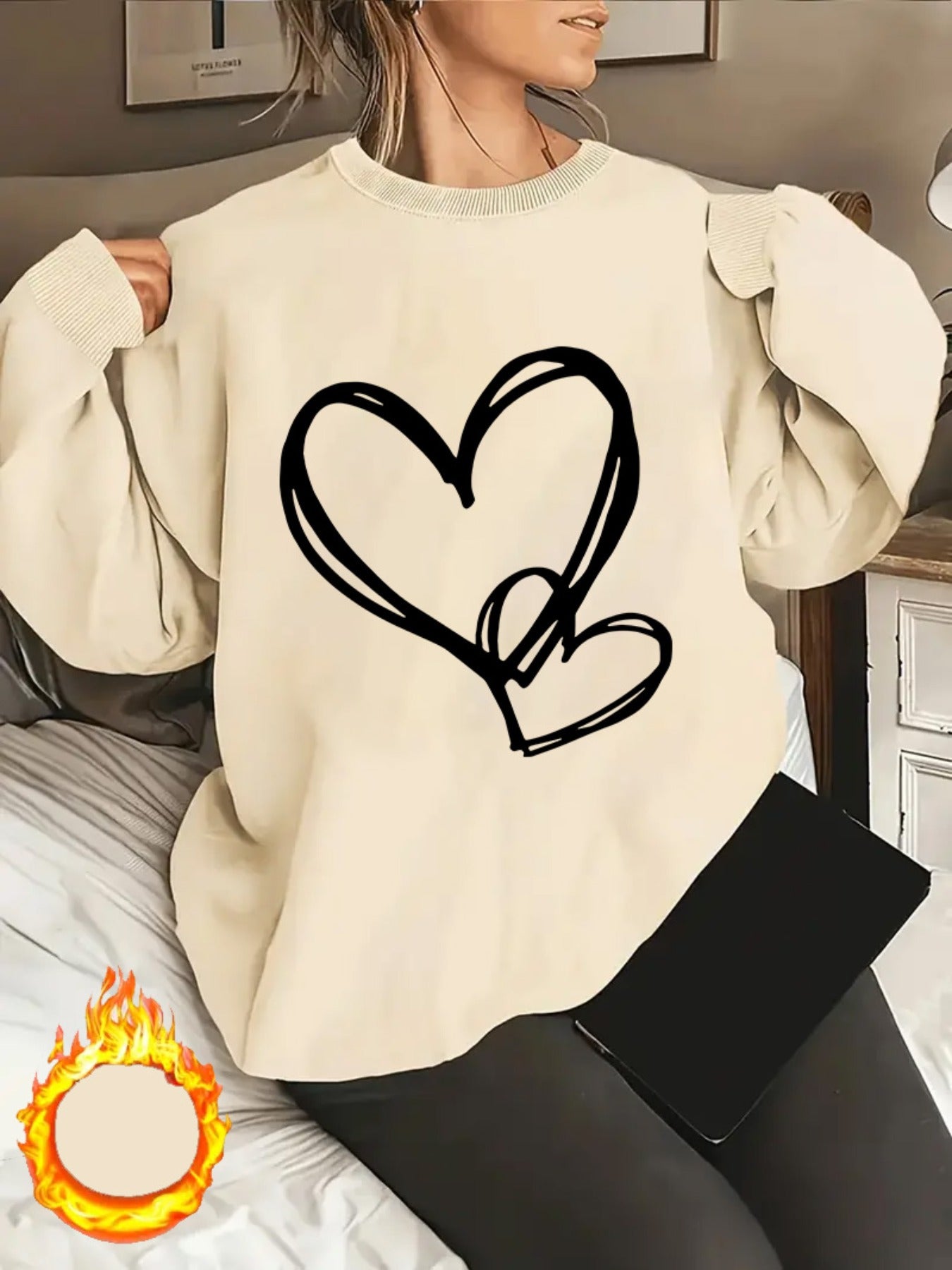 Amelia Plus Size Heart Print Sweatshirt