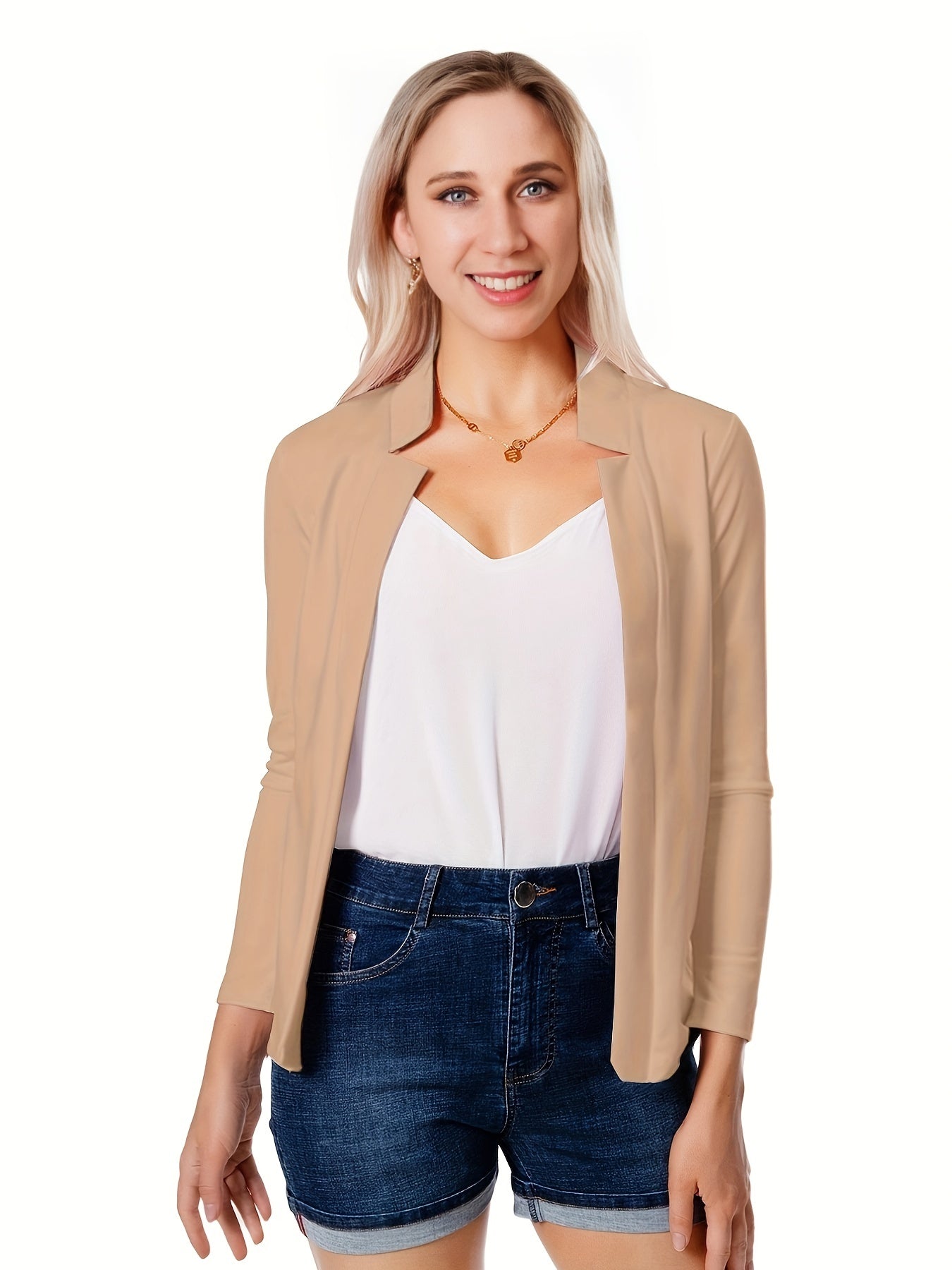 Grace Women's Elegant Solid Color Blazer