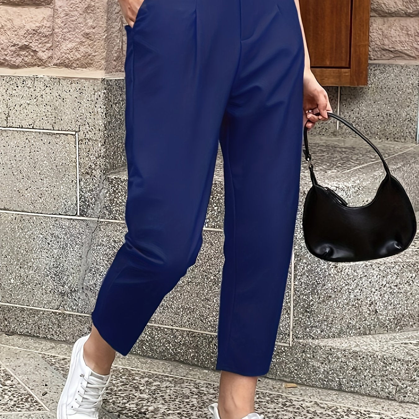 Olivia Plus Size Solid Color Smoke Pipe Pants