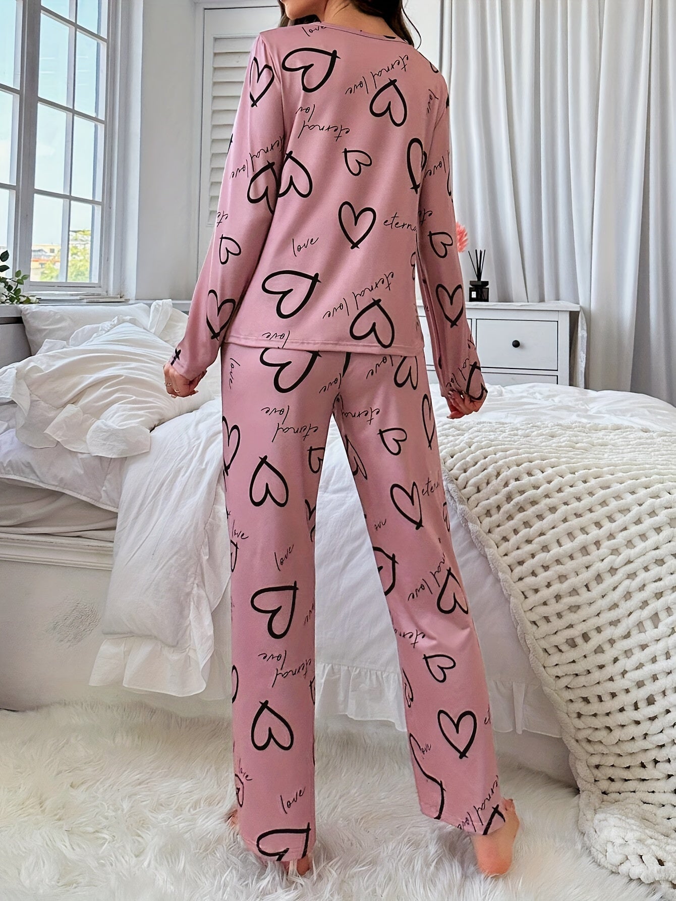 Fall & Winter Heart Print Pajama Set