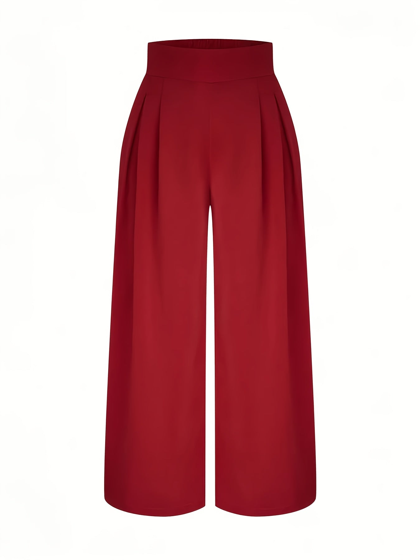 Elegant Solid Color Plus Size Wide-Leg Pants