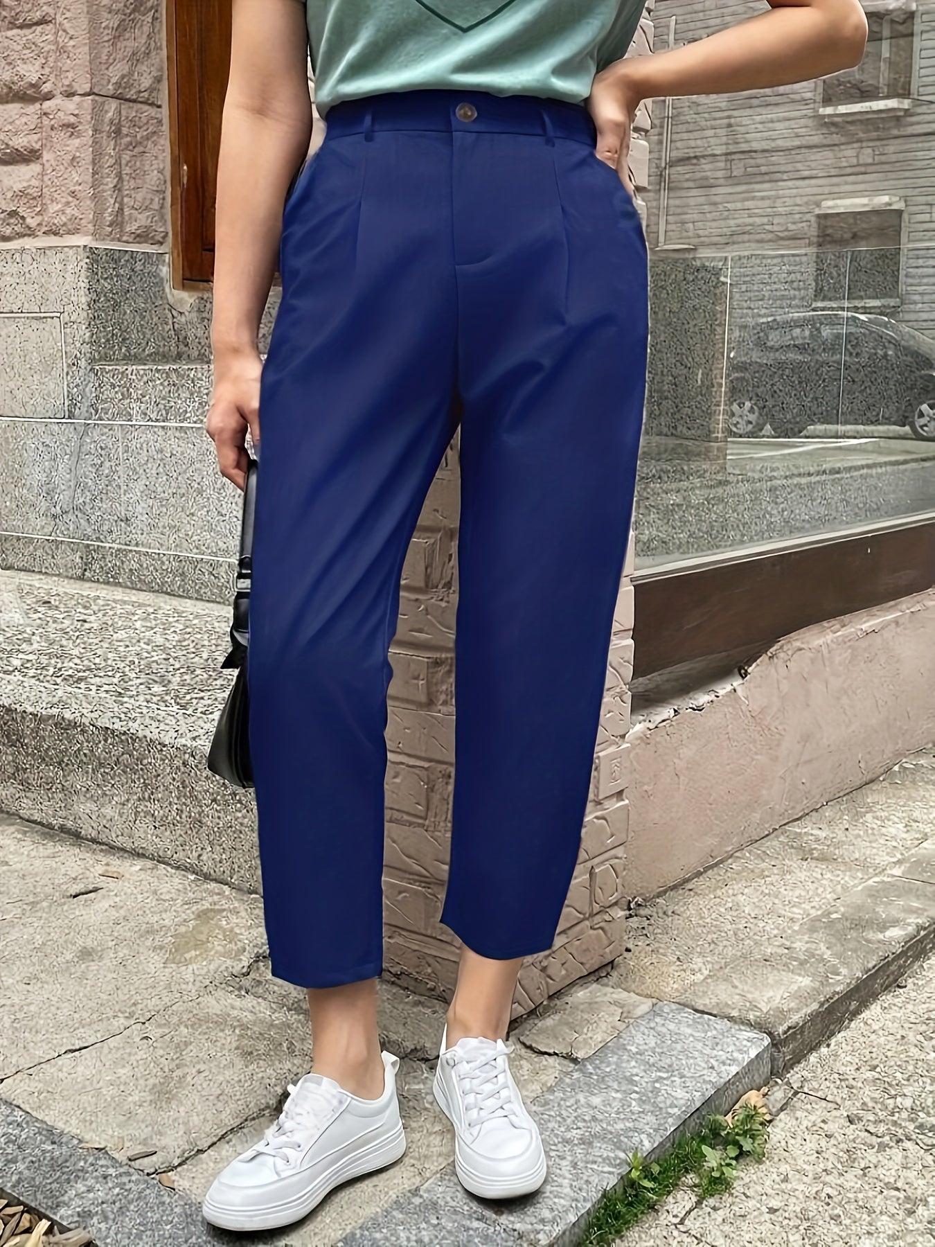 Olivia Plus Size Solid Color Smoke Pipe Pants