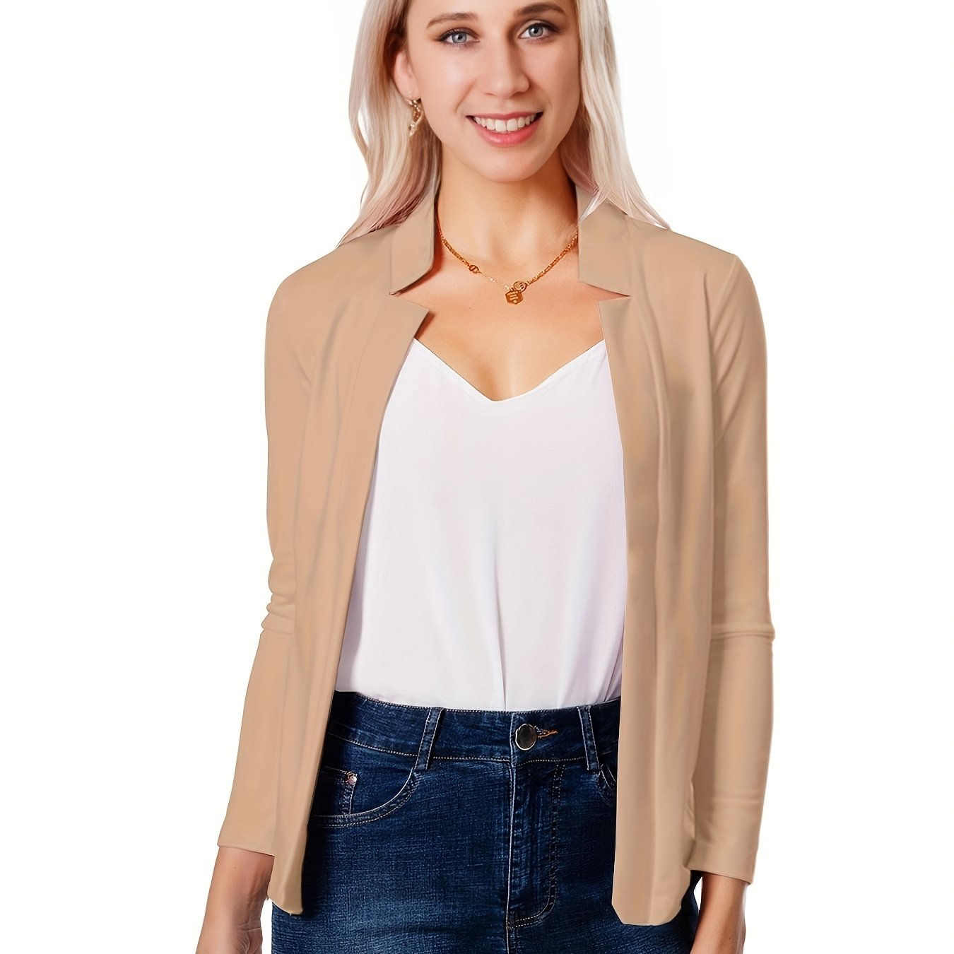 Grace Women's Elegant Solid Color Blazer