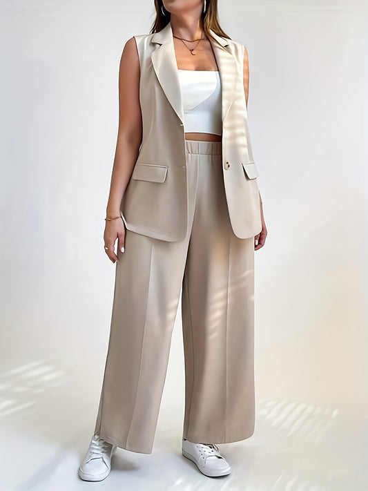 Large Size Vest Suit Two Piece Set