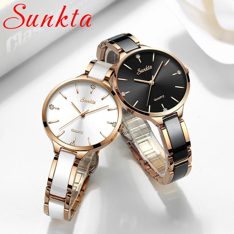 Snow white & Black moon Ceramic Watch