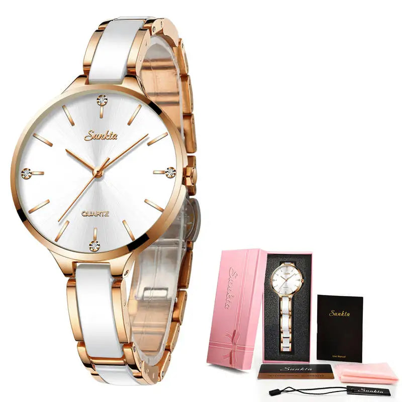 Snow white & Black moon Ceramic Watch