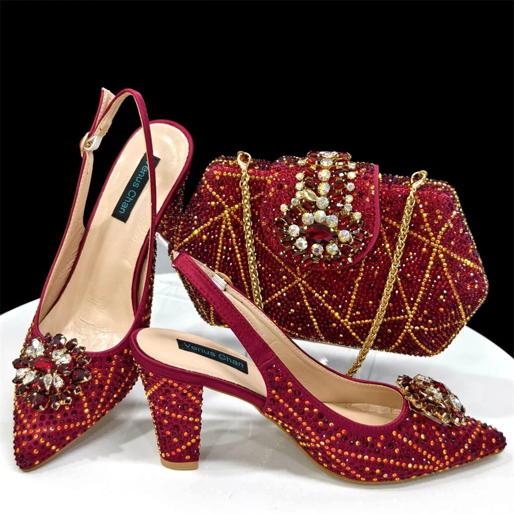 Luxury Rhinestone Heel & Bag Set