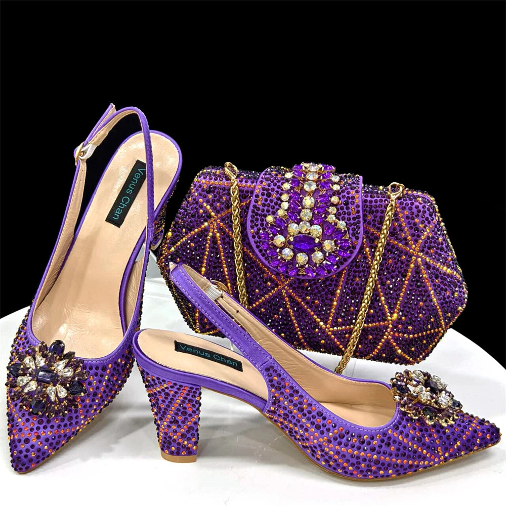 Luxury Rhinestone Heel & Bag Set