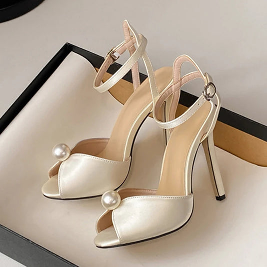 Liyke Silk Peep Toe Gladiator Heels