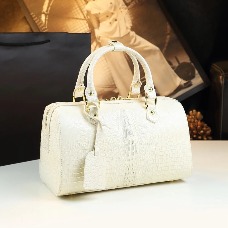 Genuine Leather Crocodile Pattern Handbag