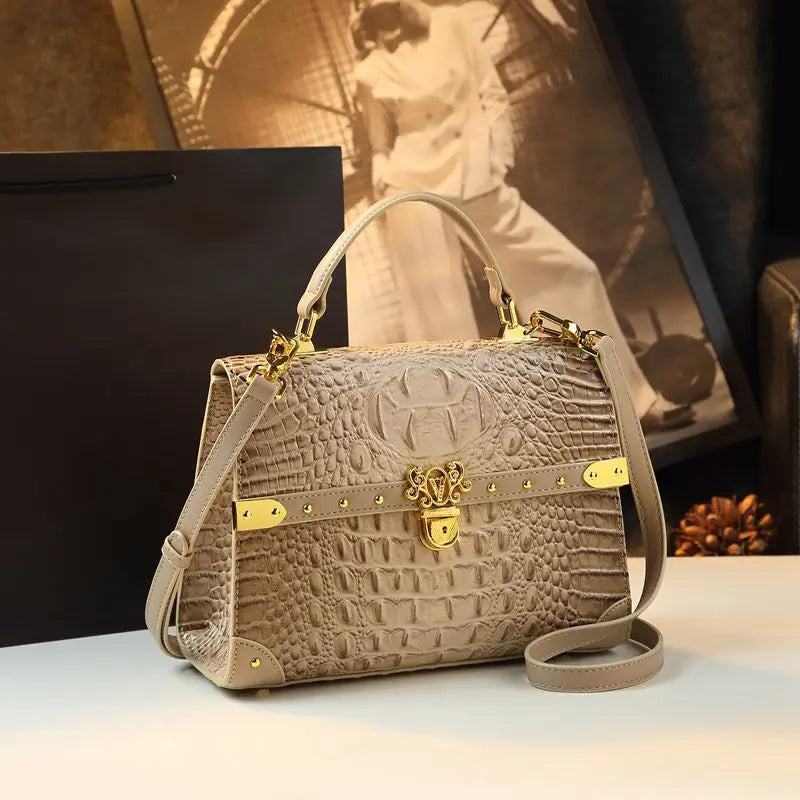 Genuine Leather Crocodile Print Women's Fashion Bag – Crossbody & Shoulder