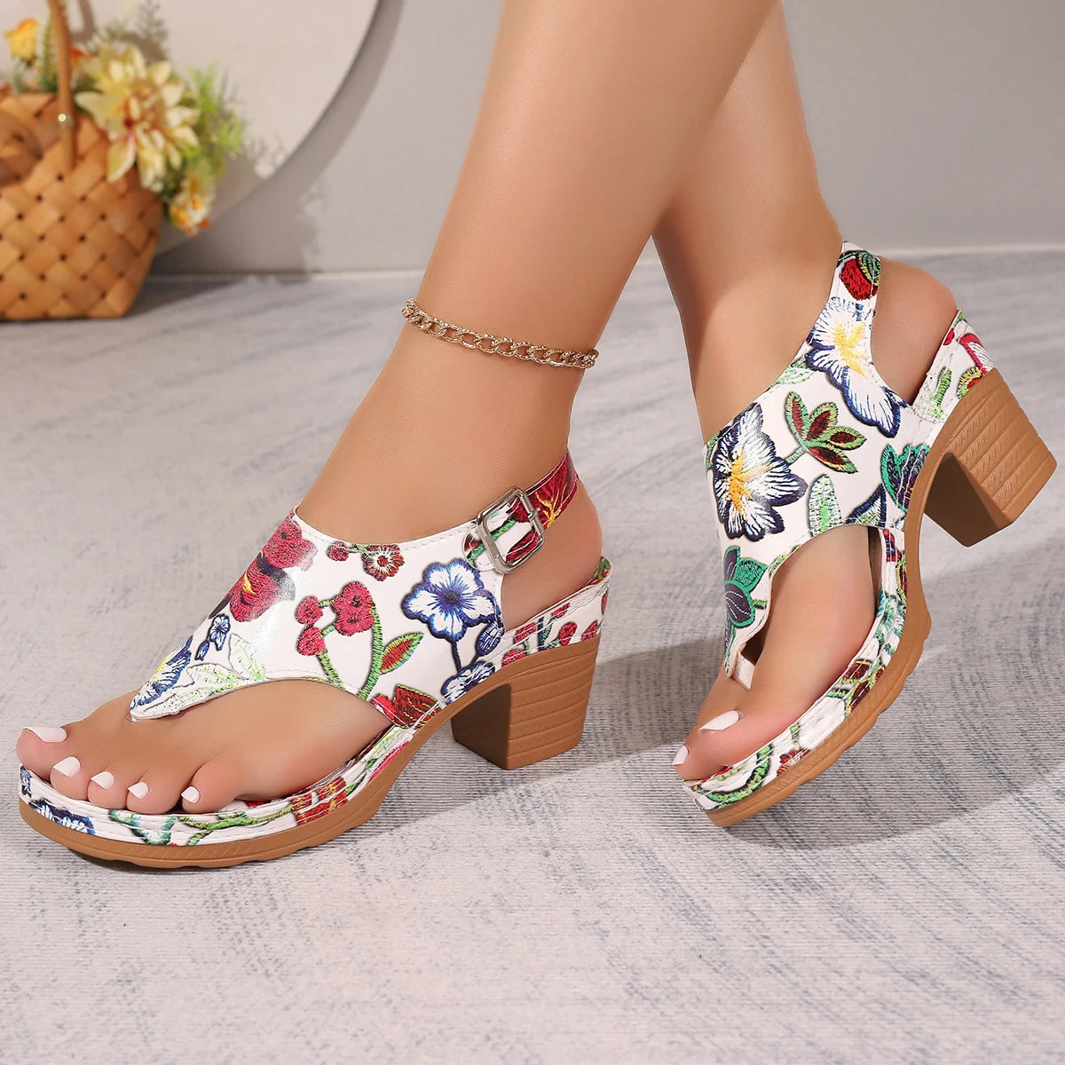 Chunky Heel Sandals - Trendy Summer Pumps