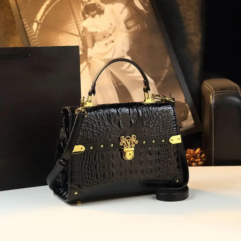 Genuine Leather Crocodile Print Women's Fashion Bag – Crossbody & Shoulder