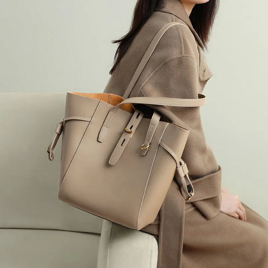 Fashionable Split Leather Shoulder Bag