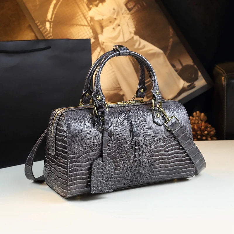 Genuine Leather Crocodile Pattern Handbag