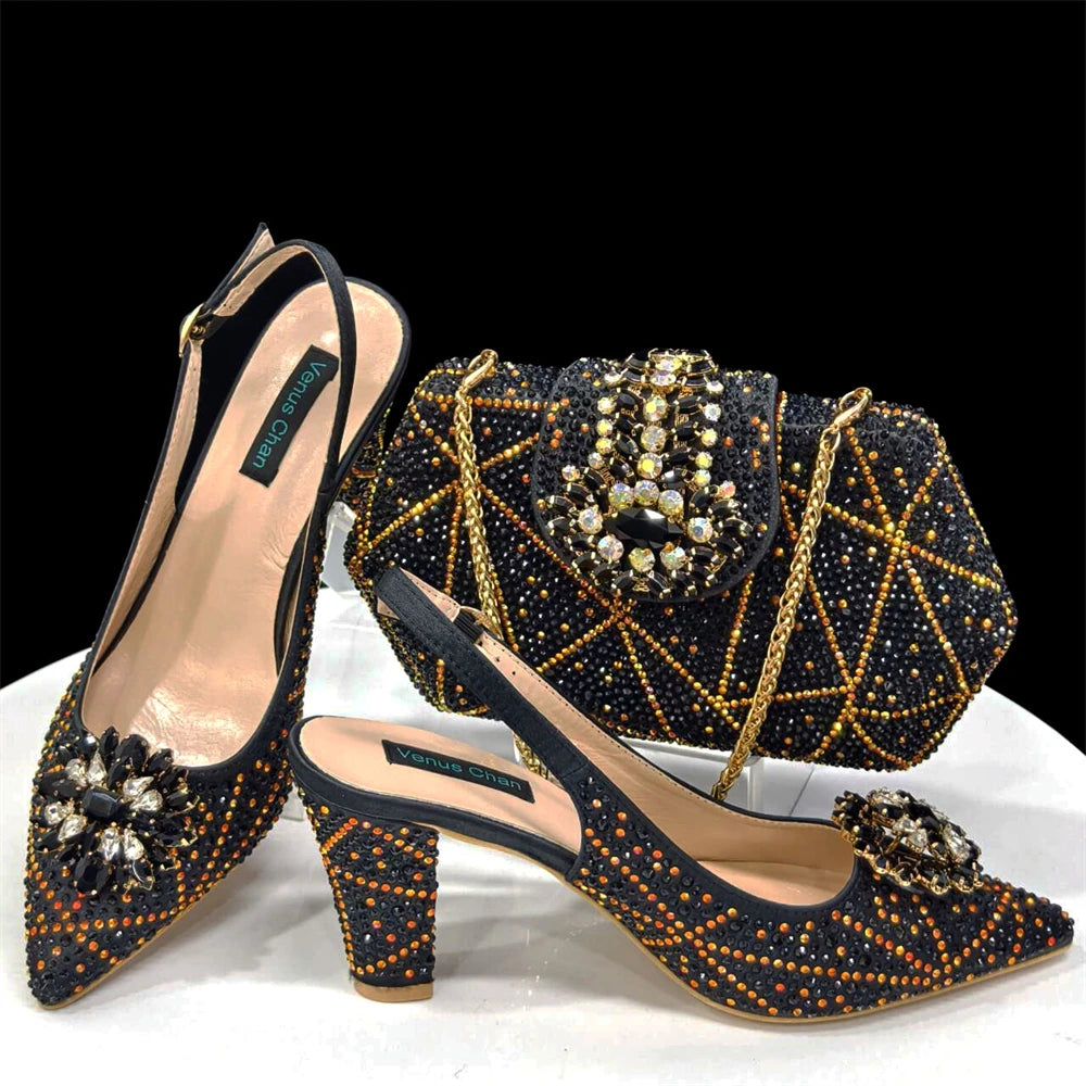 Luxury Rhinestone Heel & Bag Set