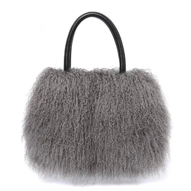 Isabella Real Mongolian White Fur Bag
