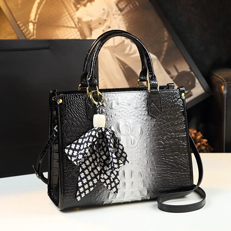 Luxury Genuine Leather Crocodile Handbag – Elegant Shoulder & Tote Bag