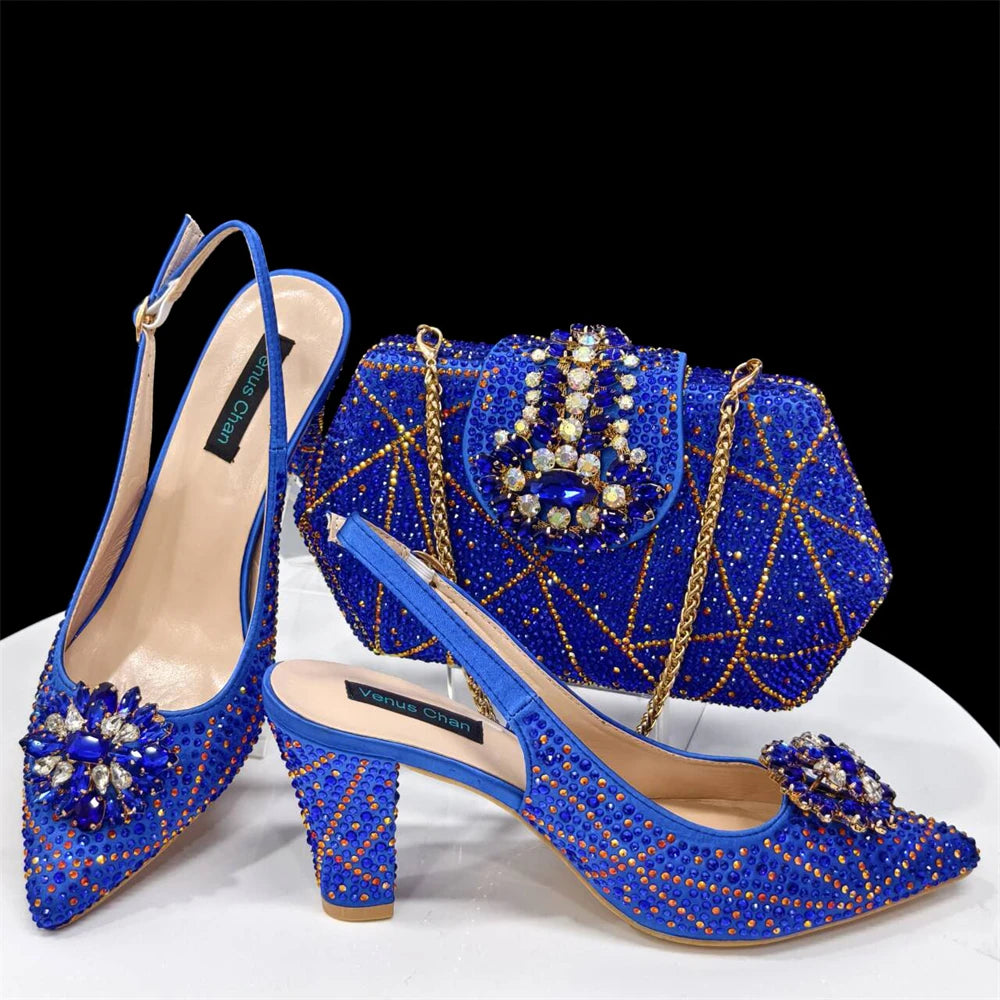 Luxury Rhinestone Heel & Bag Set