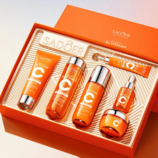 HQ Vitamin C Skin Care Set – 6pcs Moisturizing Cream, Cleanser, Serum & Eye Cream