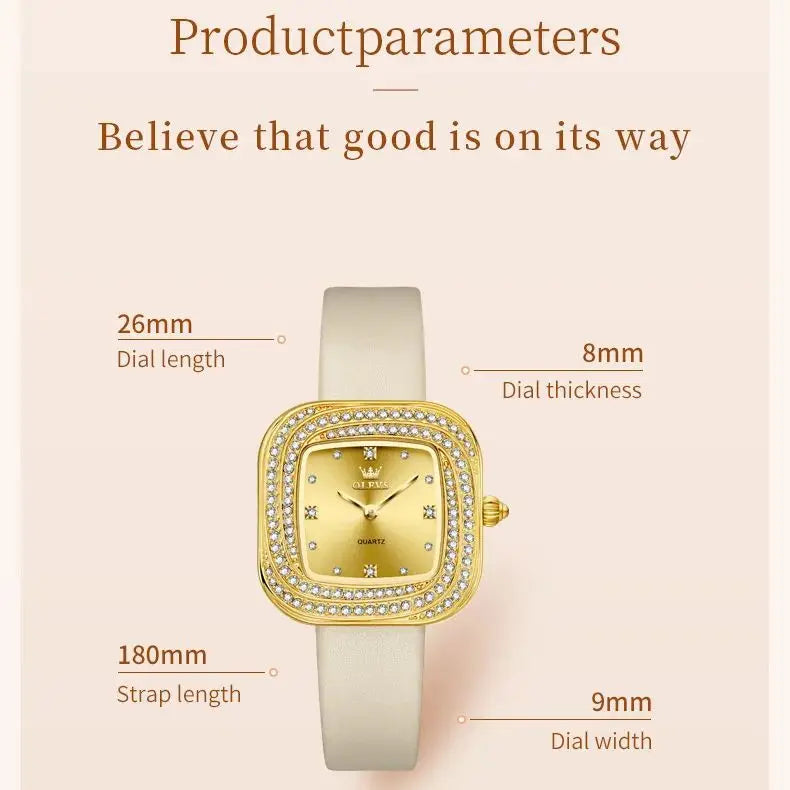 Charlotte Diamond Square Watch From Olevs