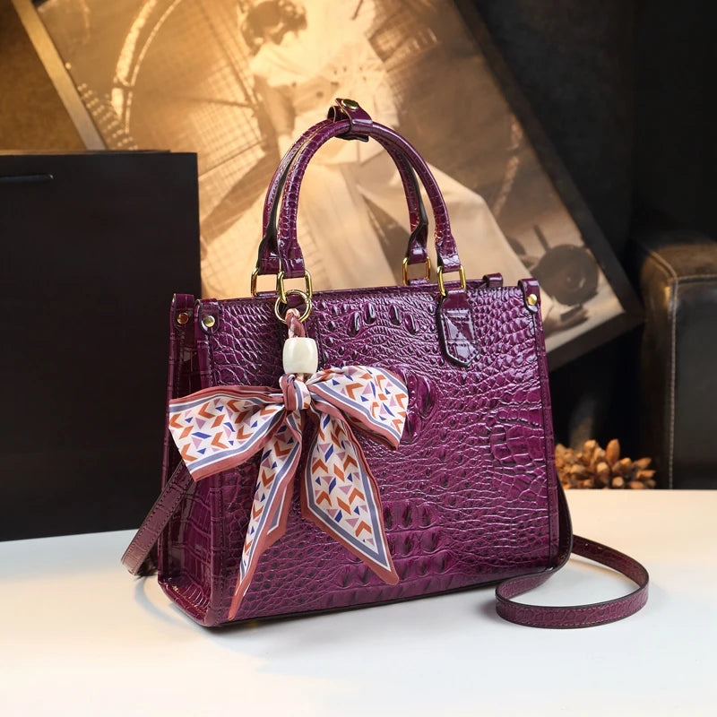 Luxury Genuine Leather Crocodile Handbag – Elegant Shoulder & Tote Bag