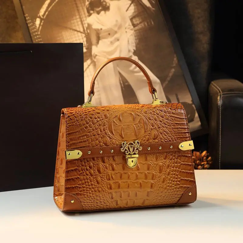 Genuine Leather Crocodile Print Women's Fashion Bag – Crossbody & Shoulder