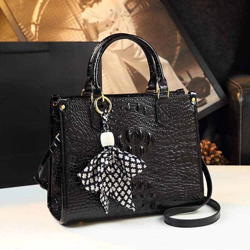 Luxury Genuine Leather Crocodile Handbag – Elegant Shoulder & Tote Bag