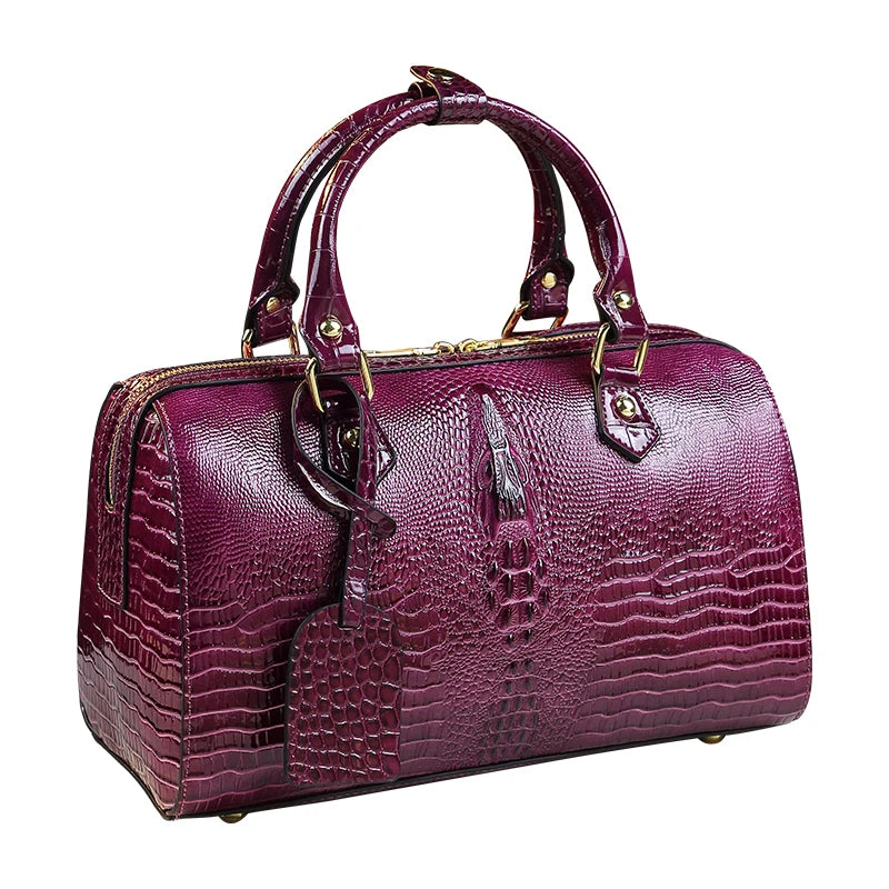 Genuine Leather Crocodile Pattern Handbag