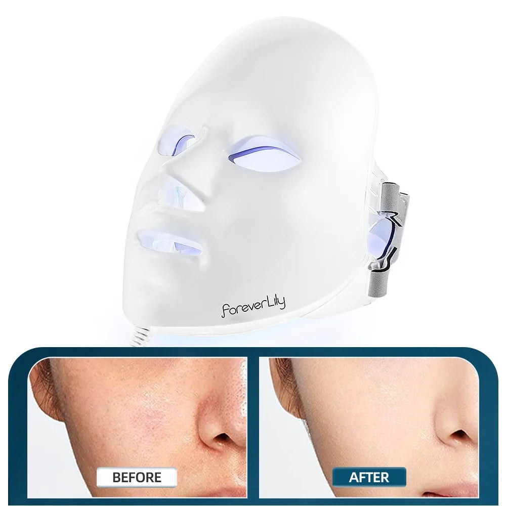 Foreverlily LED Facial Mask – 7-Color Light Therapy for Anti-Aging & Acne