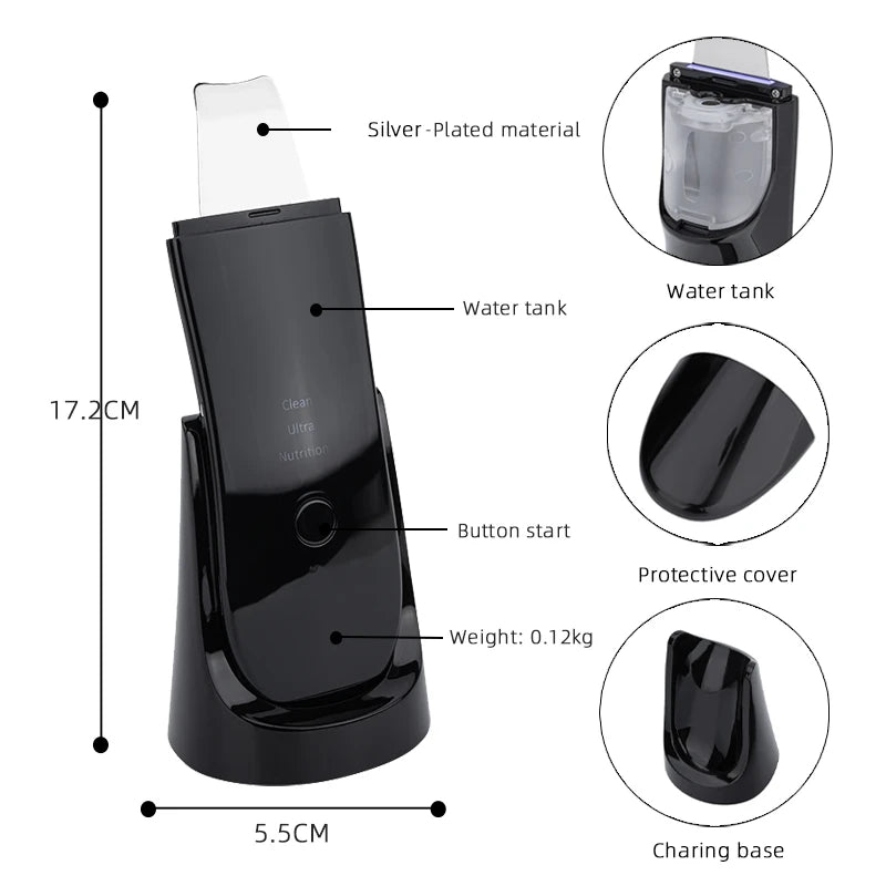 Ultrasonic Skin Scrubber – Blackhead Remover & Facial Lifting Spatula 24kHz