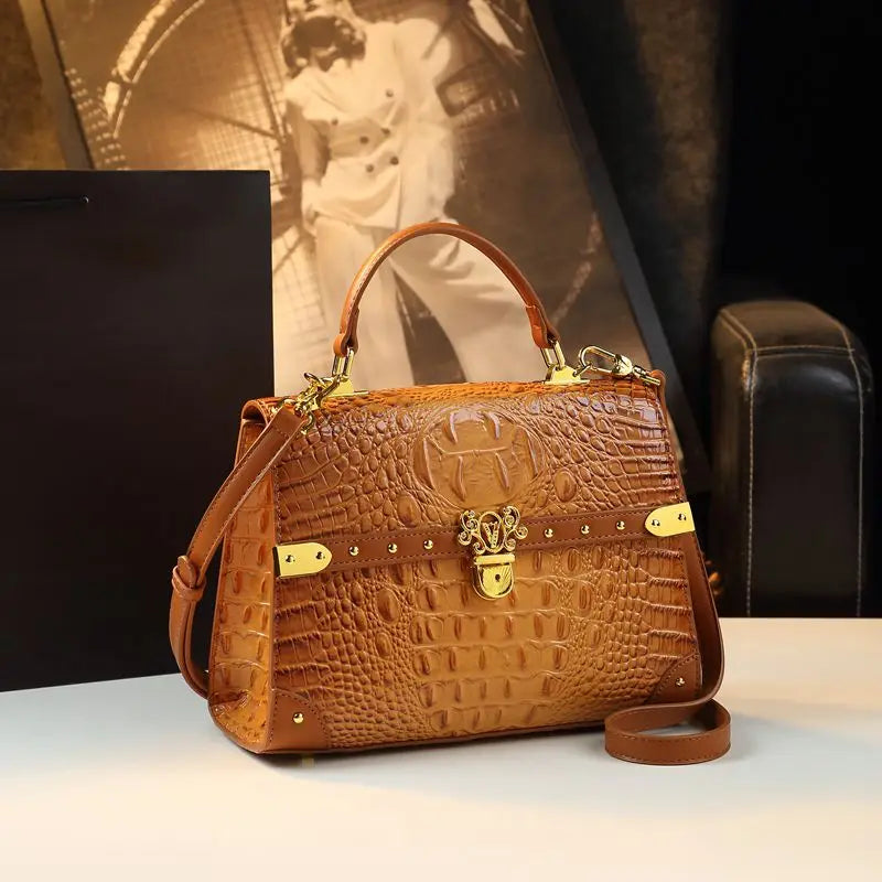 Genuine Leather Crocodile Print Women's Fashion Bag – Crossbody & Shoulder