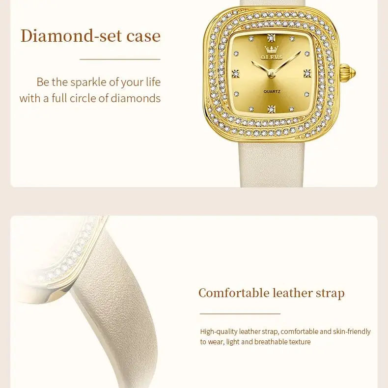 Charlotte Diamond Square Watch From Olevs