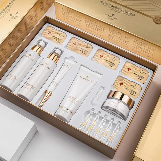 Royal Jelly Facial Skin Care Set – 15pcs Moisturizing Serum & Skincare Kit