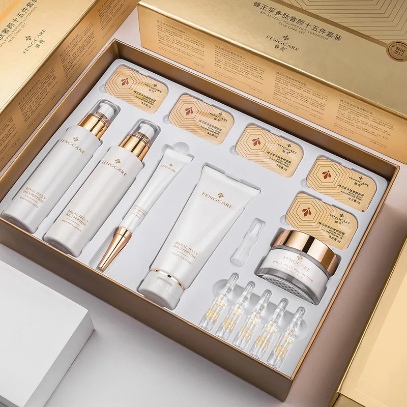 Royal Jelly Facial Skin Care Set – 15pcs Moisturizing Serum & Skincare Kit