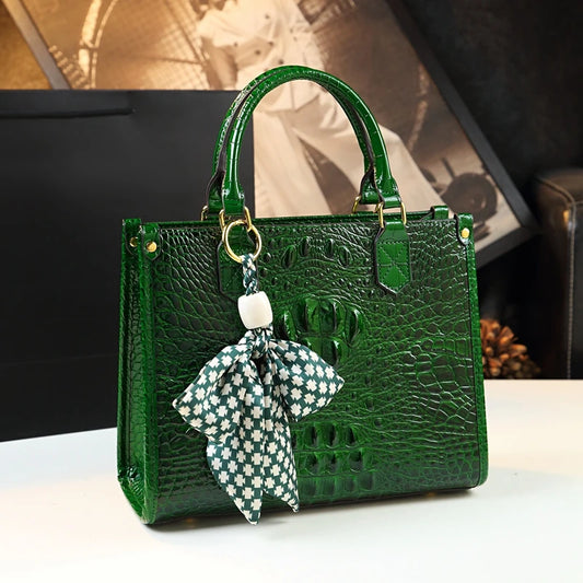 Luxury Genuine Leather Crocodile Handbag – Elegant Shoulder & Tote Bag