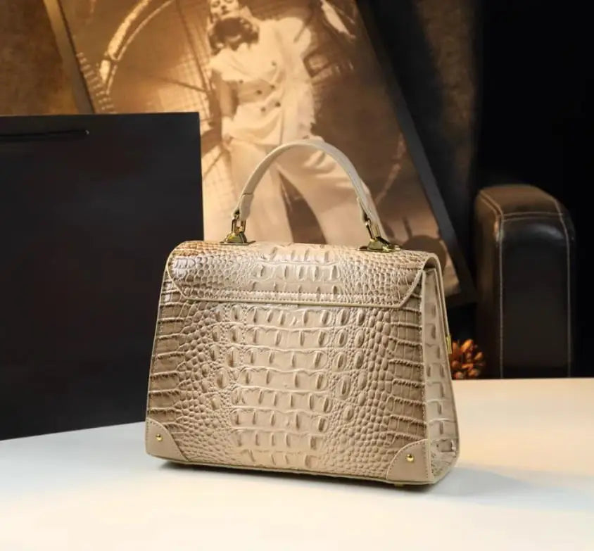 Genuine Leather Crocodile Print Women's Fashion Bag – Crossbody & Shoulder