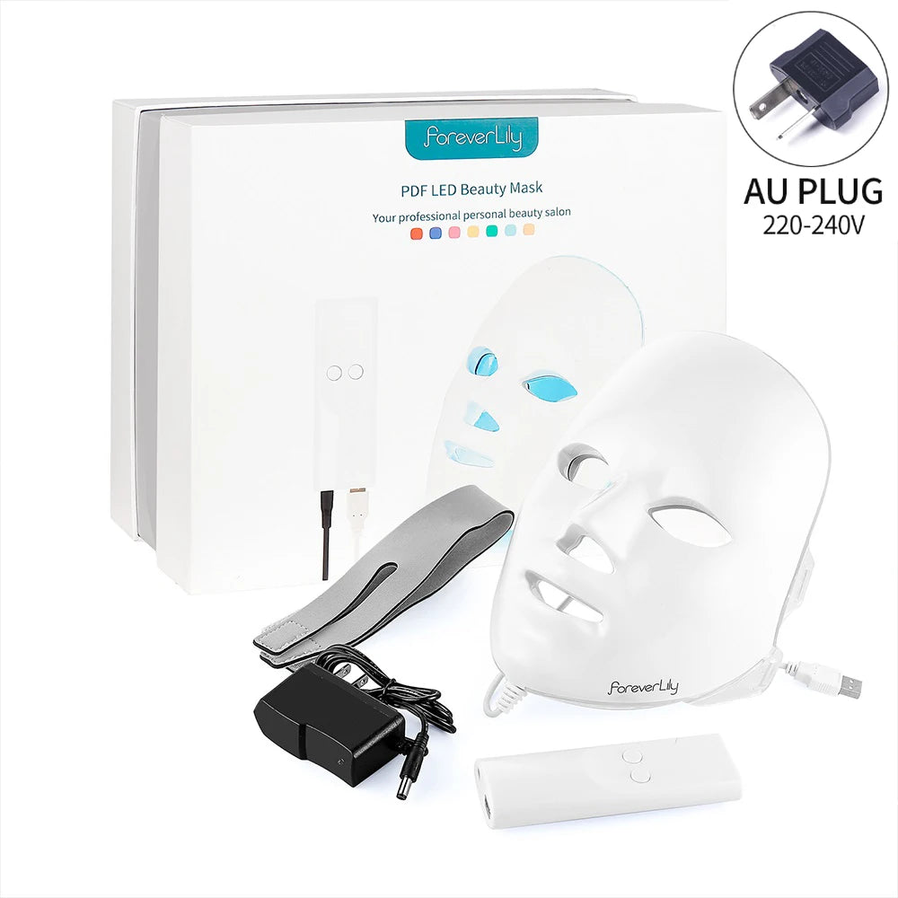 Foreverlily LED Facial Mask – 7-Color Light Therapy for Anti-Aging & Acne