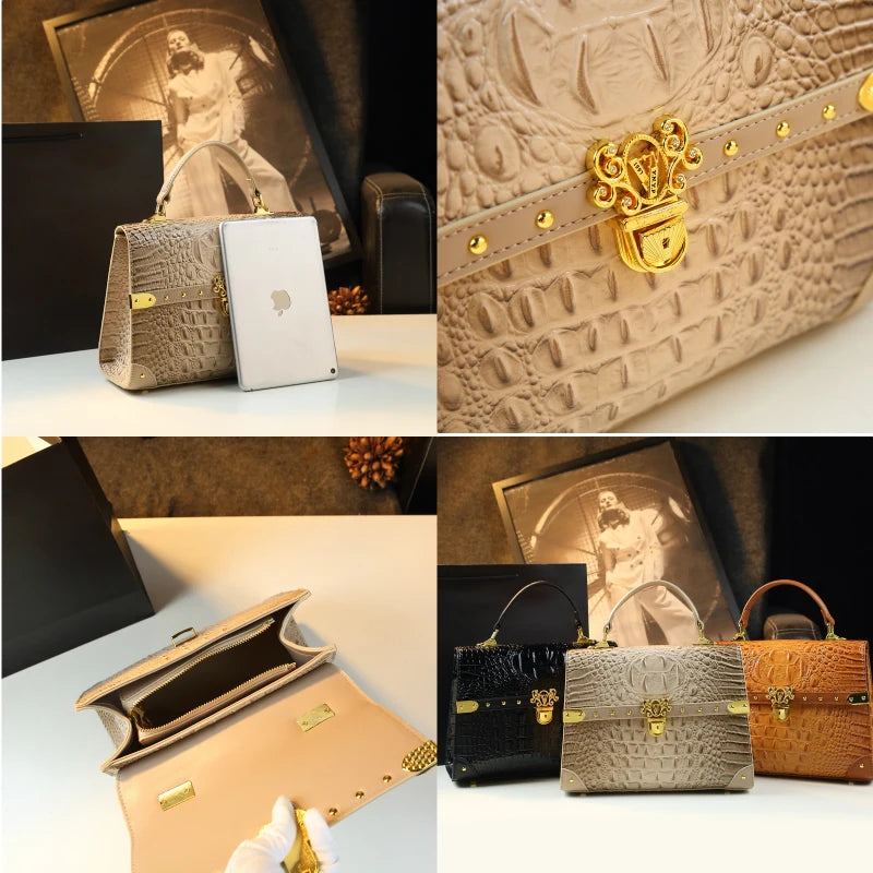 Genuine Leather Crocodile Print Women's Fashion Bag – Crossbody & Shoulder