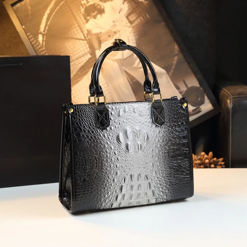 Luxury Genuine Leather Crocodile Handbag – Elegant Shoulder & Tote Bag