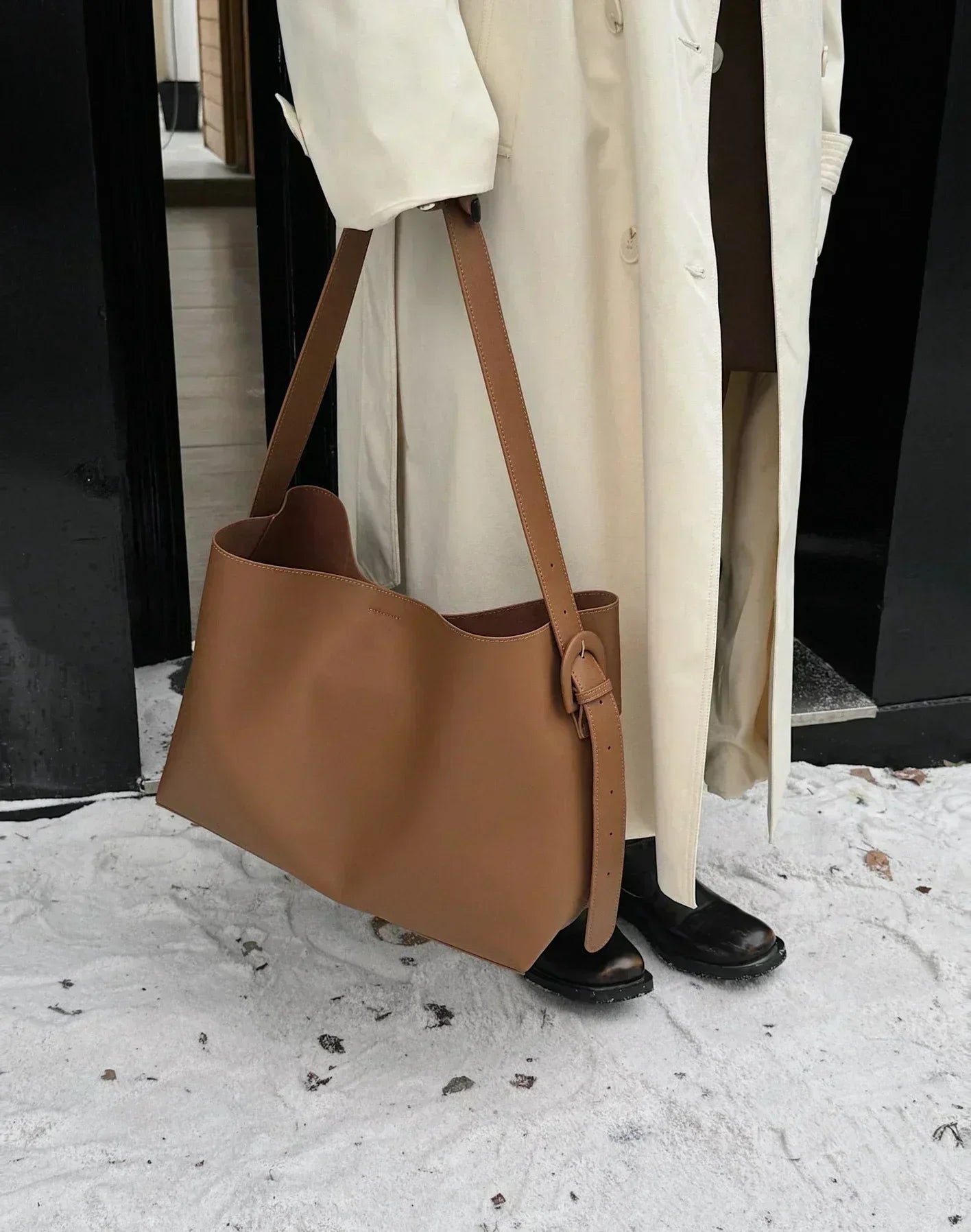Large Capacity Tote & Crossbody Bag – Autumn/Winter Square Commuter Bag