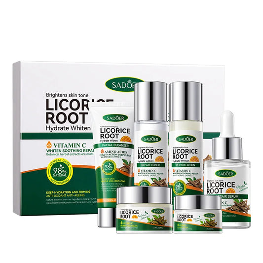 Licorice Root Facial Care Set – Whitening Cleanser, Anti-Freckle Cream & Serum