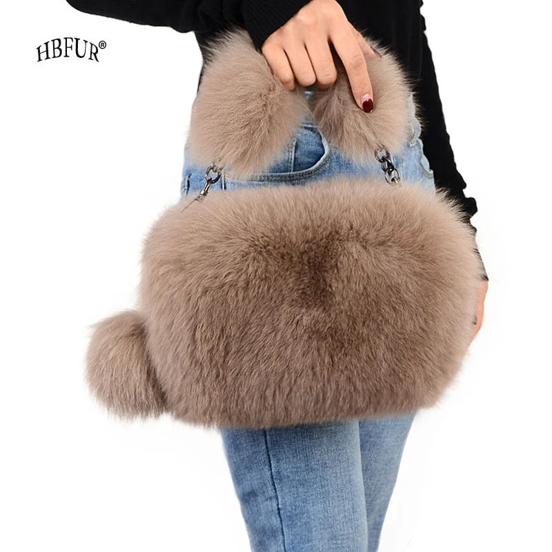Sophia Luxury Real Fur Shoulder Bag