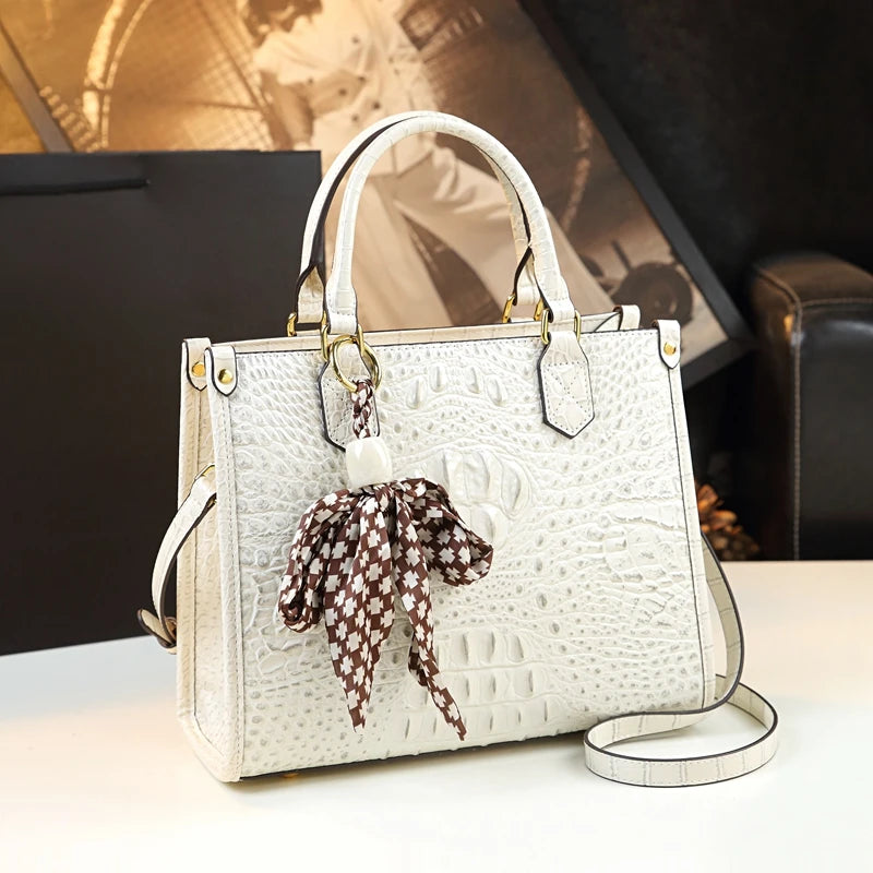 Luxury Genuine Leather Crocodile Handbag – Elegant Shoulder & Tote Bag