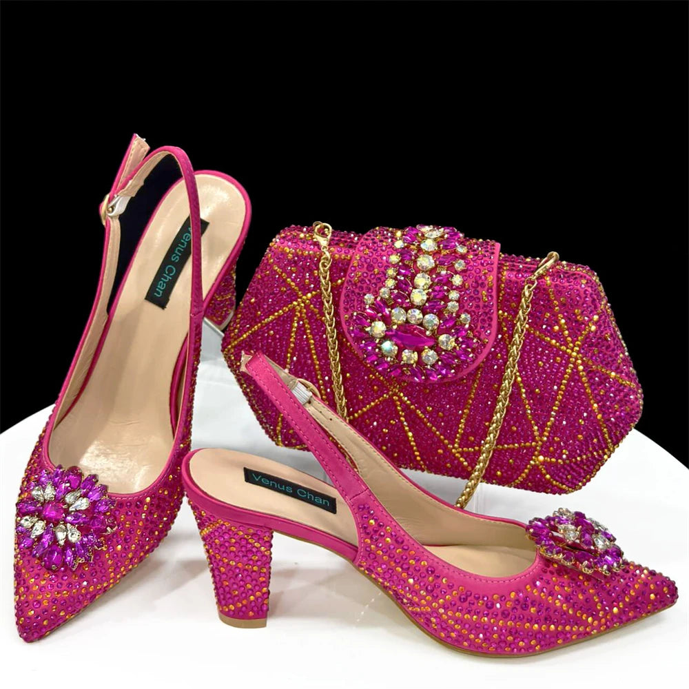 Luxury Rhinestone Heel & Bag Set