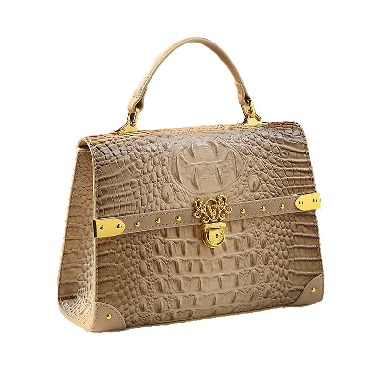 Genuine Leather Crocodile Print Women's Fashion Bag – Crossbody & Shoulder